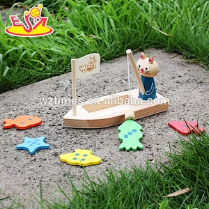 wholesale funny fishing games wooden fish toy for kids W01B029