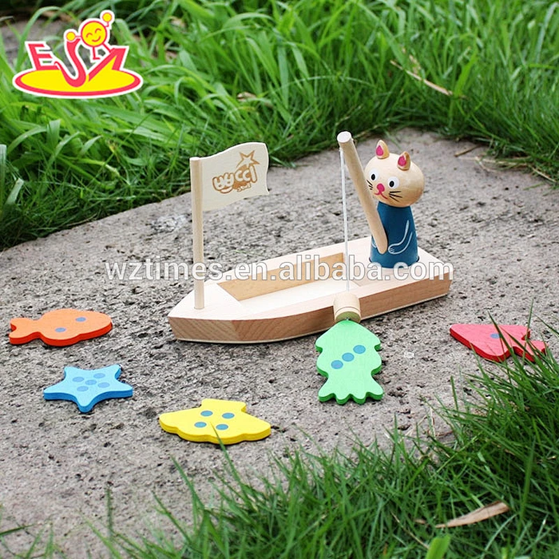 wholesale funny fishing games wooden fish toy for kids W01B029