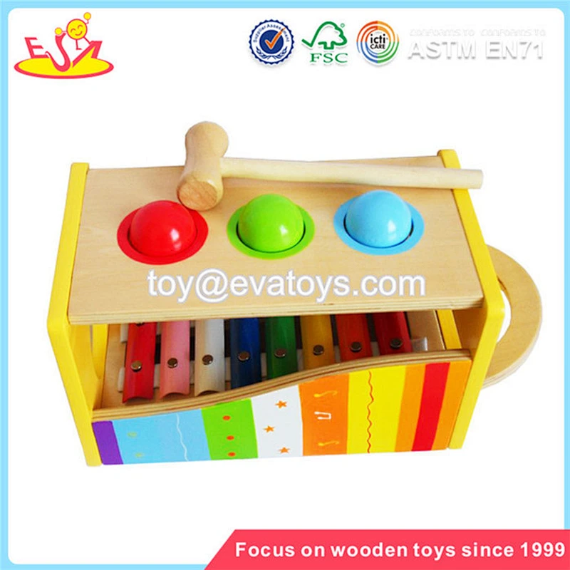New design colorful musical wooden melody knock qintai toy W07C020