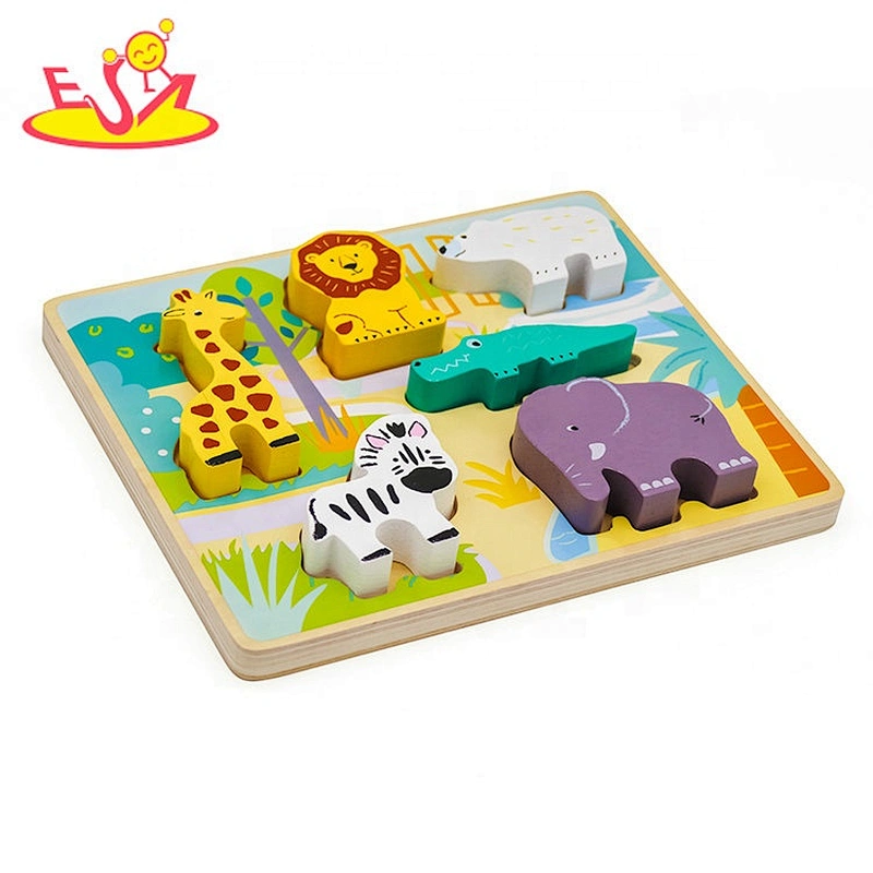 2019 New sale educational wooden animal puzzle games for kids W14D089