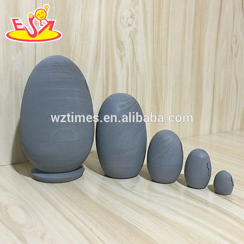 2018 Wholesale simple elephant design 5 pcs wooden nesting dolls russian for child W06D108