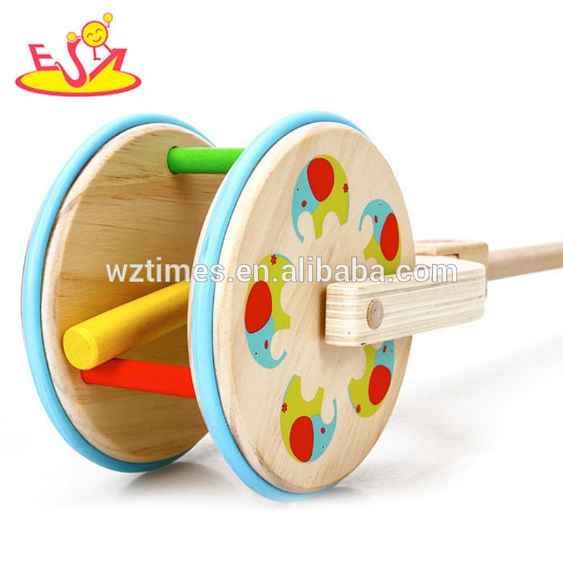 High quality children wooden push bell toy for preschoolers W05A017