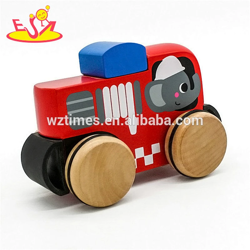 New arrival cartoon kids wooden toys with wheels W04A379