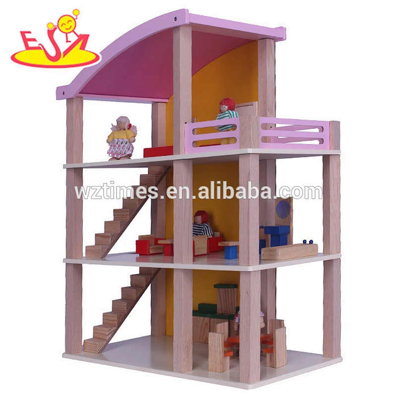 wholesale top fashion baby wooden doll house most popular children wooden doll house W06A128