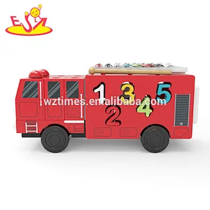 2018 Wholesale intersteing kids educational toys wooden fire trucks for sale W12D093