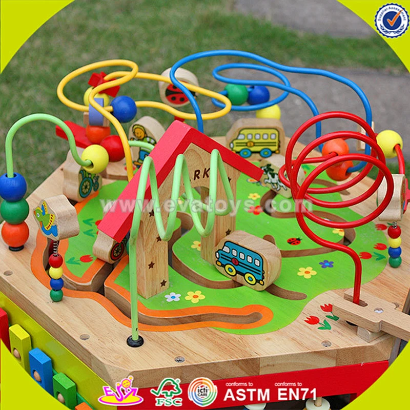 wholesale wooden multifunctional String Beads toy,lovely kid cubic bead toy,Educational cubic bead toy for baby W11B061