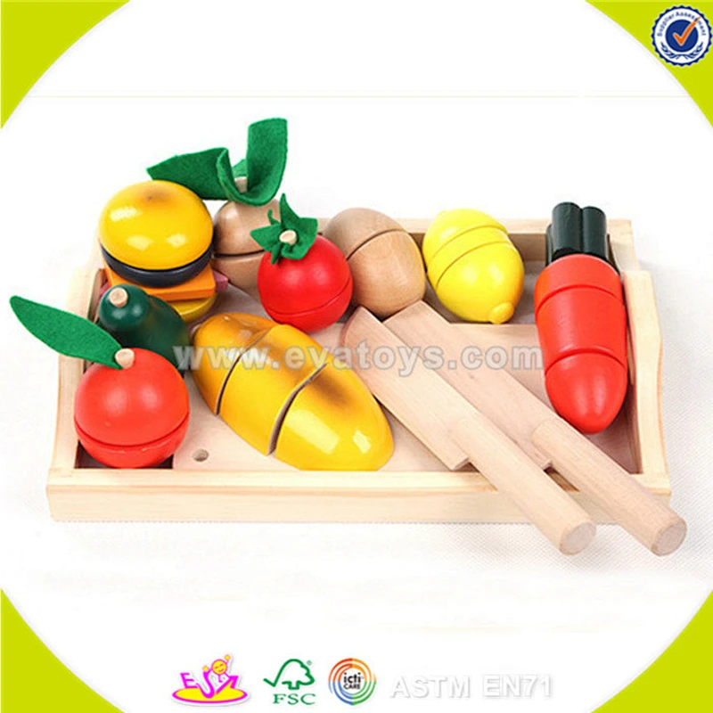 wholesale top quality wooden fruit cutting toy, DIY kids wooden vegetables cutting toy, role play wooden cutting toy W10B099