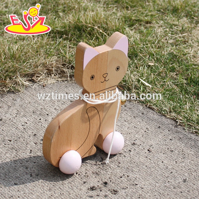 2018 wholesale kids wooden cat toy car funny baby wooden cat toy car high quality children wooden cat toy car W05B140