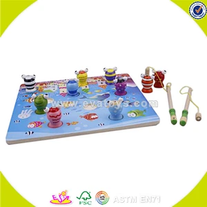 top quality DIY educational wooden fishing game toy for kids W01A085