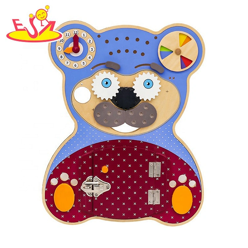 Custom bear shape wooden toddler busy board for education W12D120