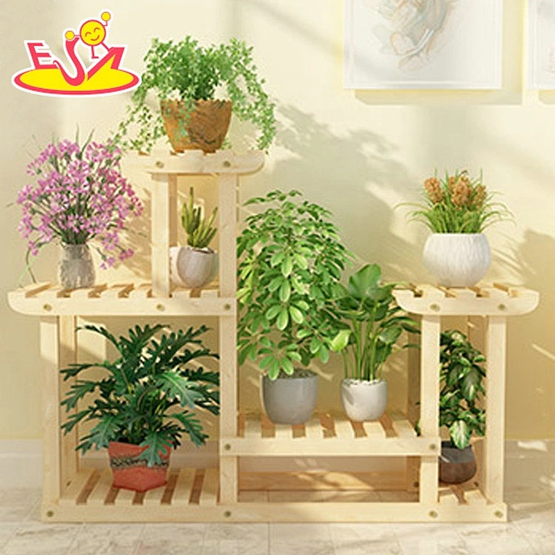 Best design modern style 4-tier wooden white plant stand with wheels W08H117C