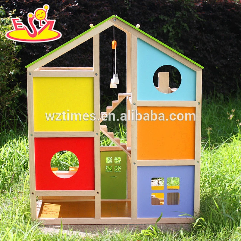 2018 Neues Design aus Holz große Puppenhaus Kinder aus Holz großes Puppenhaus einzigartiges Holz großes Puppenhaus W06A158