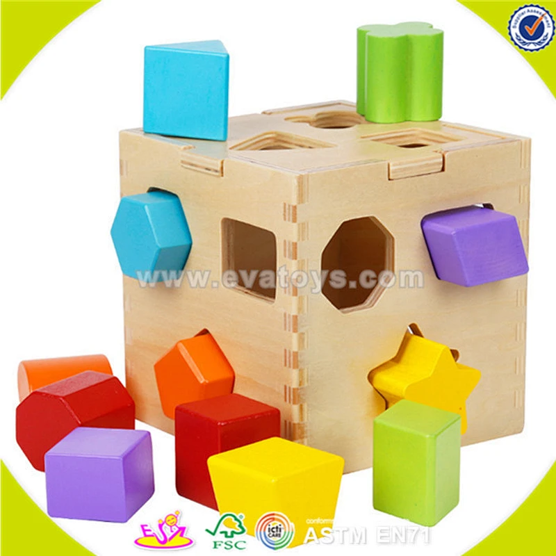 wholesale educational wooden shape sorting box toy for children W12D017