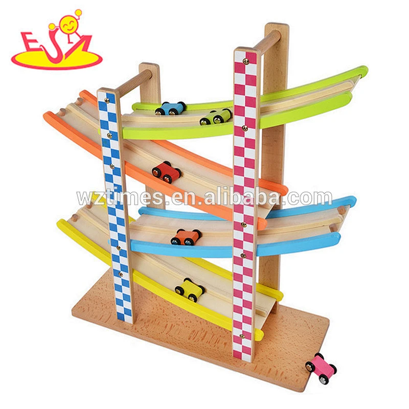 2018 wholesale 4 level baby wooden toy race track funny kids wooden toy race track best children wooden toy race track W04E053