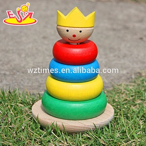 Großhandel populärste hölzerne Prinzartpuppe, die Turmspielzeug für Kinder W13D065 stapelt