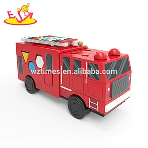 2018 Wholesale intersteing kids educational toys wooden fire trucks for sale W12D093