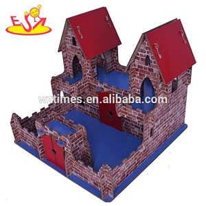 wholesale high quality baby wooden castle toy hot sale kids wooden castle toy W06A125