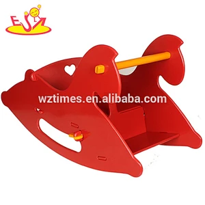 2018 wholesale high quality environmental wooden rocking horse W16D082A