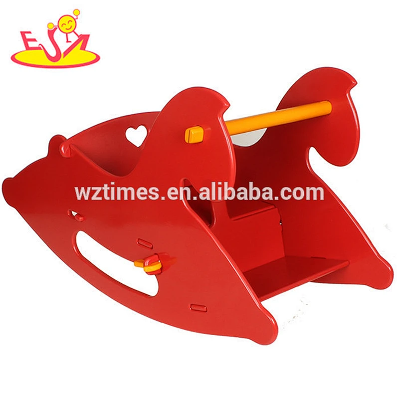 2018 wholesale high quality environmental wooden rocking horse W16D082A
