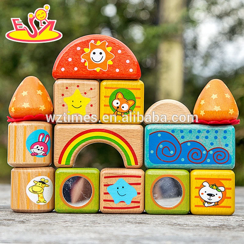 2018 Wholesale best children's building blocks wooden brick toys W13A136