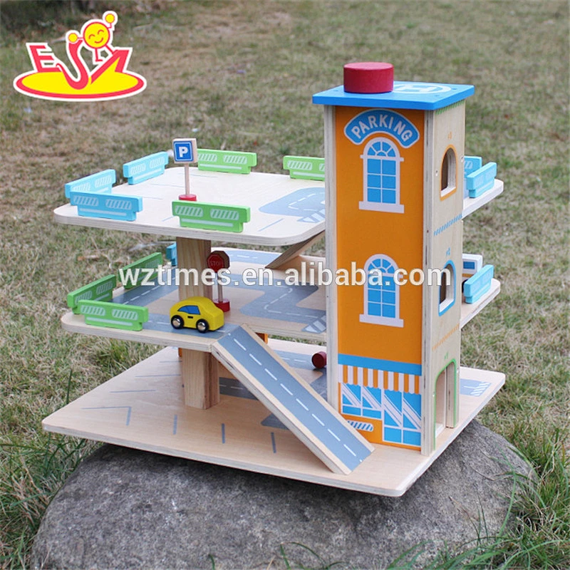 2018 wholesale toddlers wooden toy car parking garage new design kids wooden toy car parking garage W04B049
