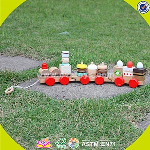 wholesale educational wooden pull train toy for baby W05B089