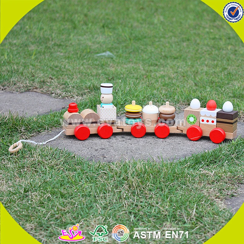 wholesale educational wooden pull train toy for baby W05B089