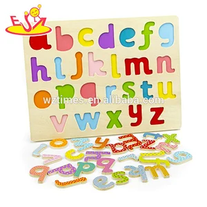 2018 Wholesale wooden puzzle toys funny mini letter puzzle for baby W14B094