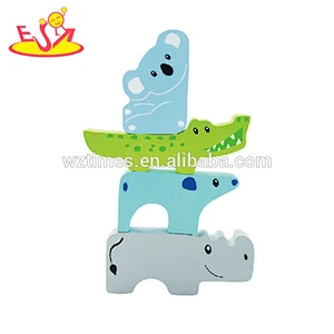 Wholesale high quality wooden animals blocks puzzle toy for baby learning and jigsaw W14A156