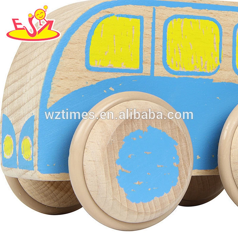 2018 wholesale kids wooden toy mini bus hottest children wooden toy mini bus W04A249