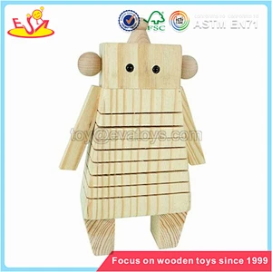 Wholesale top quality early creative animal pattern kids wooden painting toy W03A050
