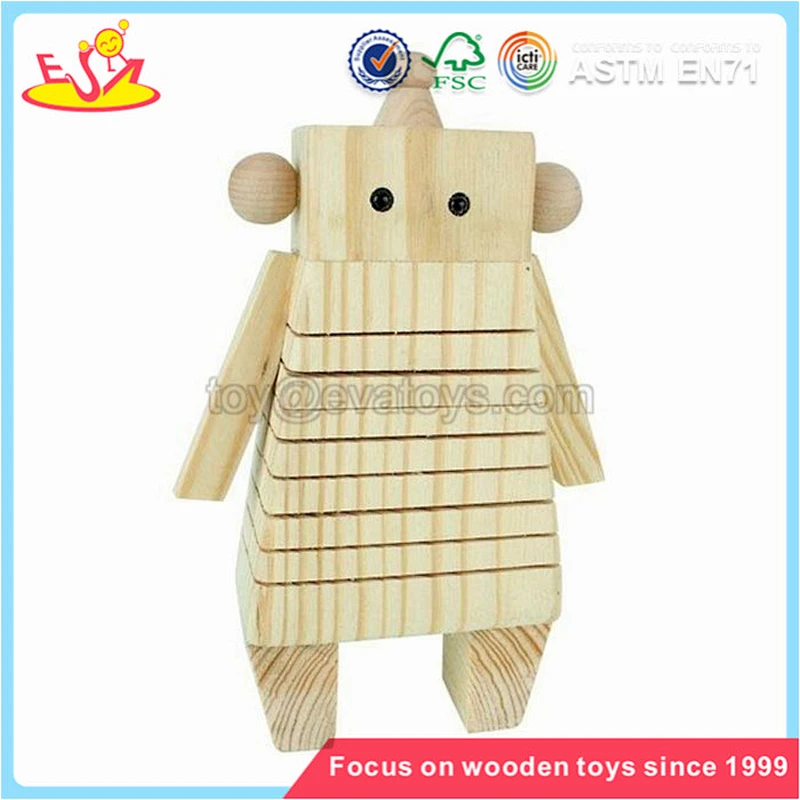 Wholesale top quality early creative animal pattern kids wooden painting toy W03A050