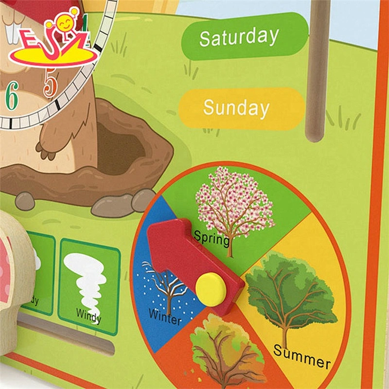 2019 New design baby wooden teaching time clock for education W09F017