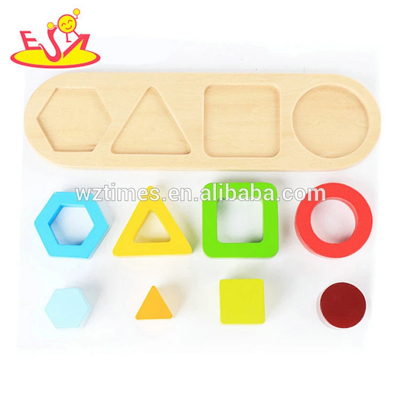 Wholesale educational toy wooden shape matching game for baby learning shapes and colors W13E074