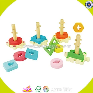 wholesale colorful kids stacking wooden geometric blocks educational children wooden geometric blocks game W13E064
