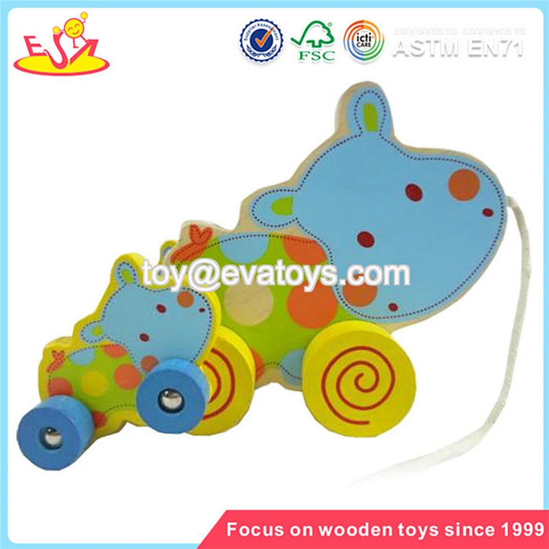 Wholesale beautiful pull wooden train toy new product baby pull wooden animals train toy W05B055