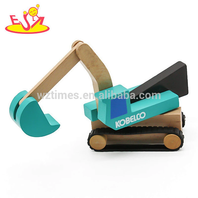 New hottest kids mini wooden toy backhoe for wholesale W04A381