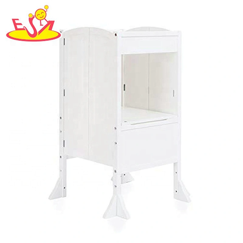 high quality folding wooden kids step stool in white W08G276