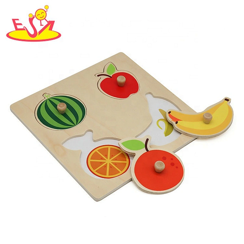 2019 New design baby educational wooden fruit matching game with knob W14M157