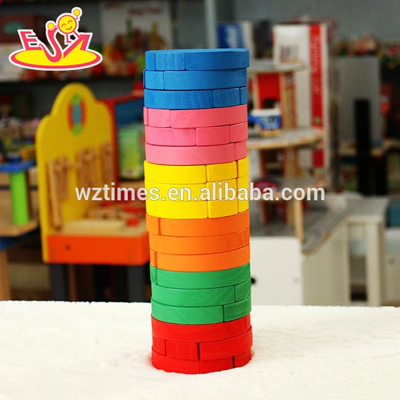 wholesale colorful baby stacking blocks wooden promotional bricks toy top fashion wooden baby stacking blocks toy W13D119