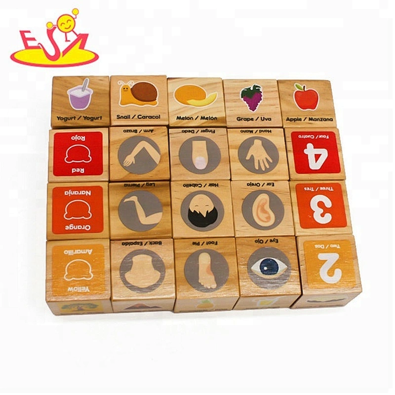 High quality 30 PCS early learning wooden baby building blocks for education W13A158