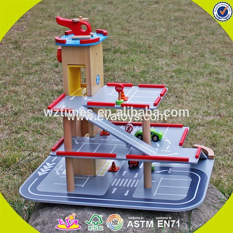 Wholesale cool style customize wooden garage playsets toy for kids W04B047