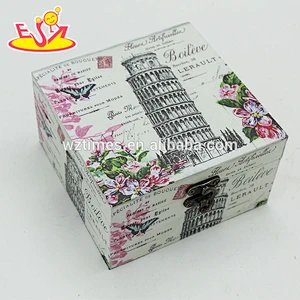 Wholesale high quality wooden gift box wonderful canvas wooden book shape gift box W18A023