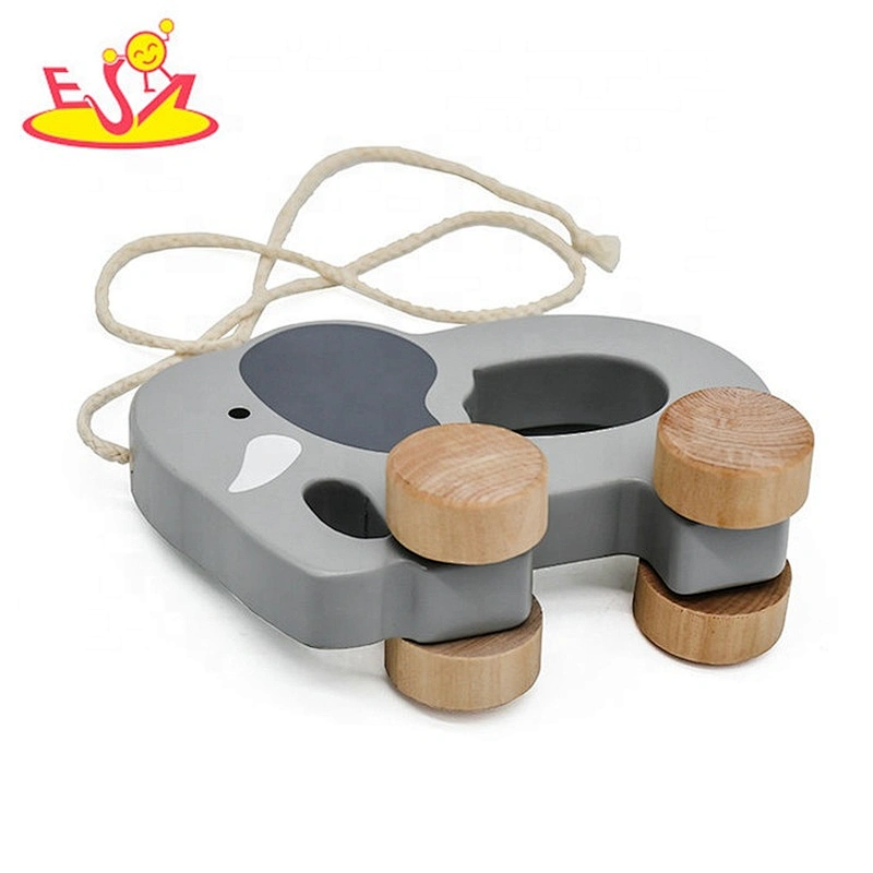 high quality children wooden elephant drag toy for wholesale W05B084