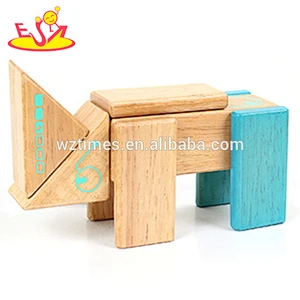 Wholesale intelligent wooden diy robot puzzle toy for children play W03B043