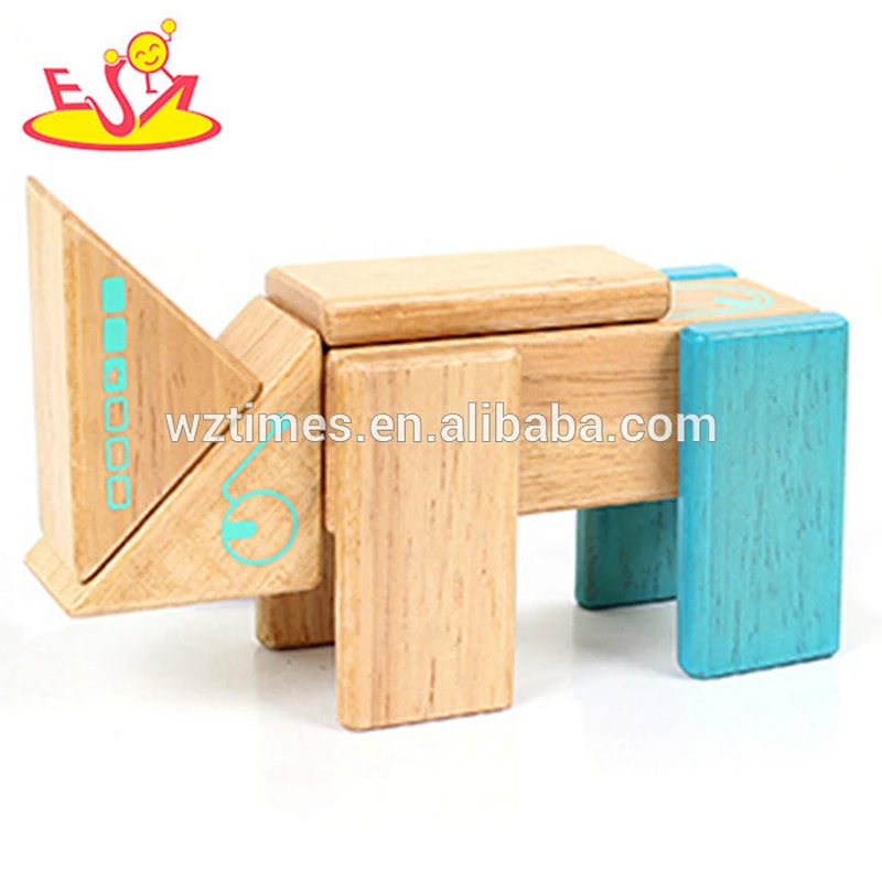Wholesale intelligent wooden diy robot puzzle toy for children play W03B043