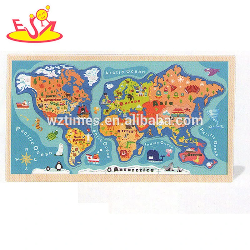 Hölzerne Puzzlespielpädagogische Kinderweltkarte hölzerne Puzzlespiel-Weltkarte hölzerne Puzzlespiel W14C144