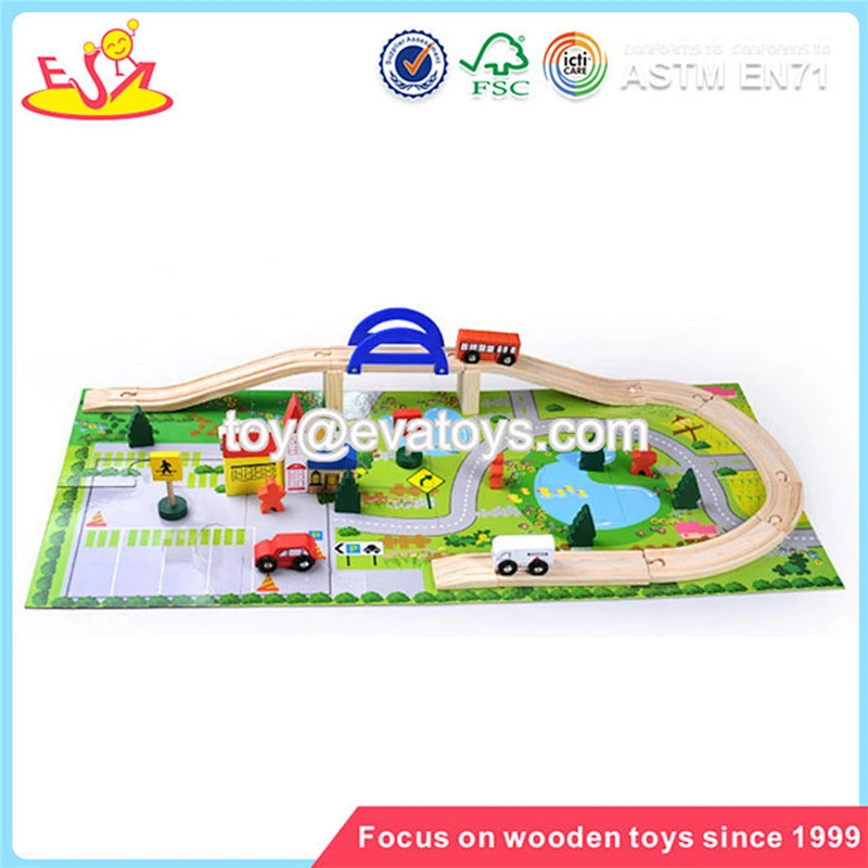 Wholesale high quality wooden desktop train track toy funny wooden desktop train track toy W04C006
