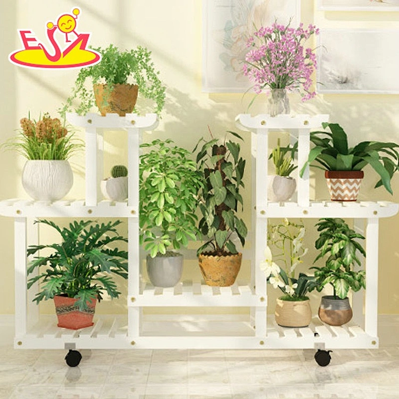 Most popular 3-tier wood flower stand rack shelf holder with wheels W08H118