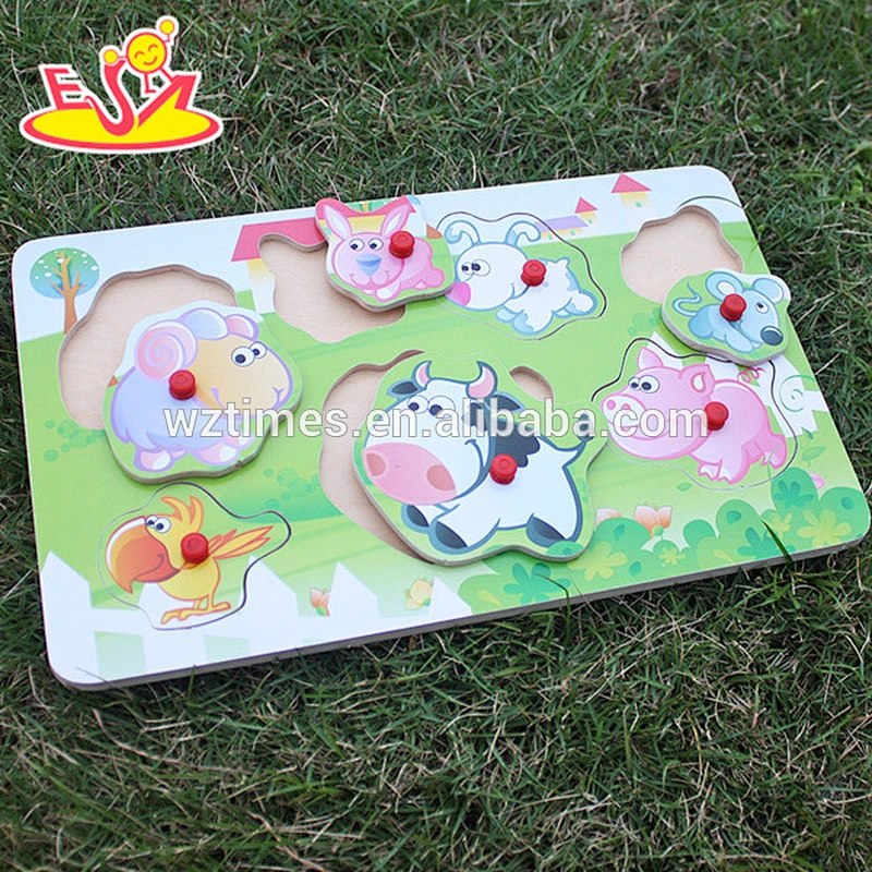 Wholesale most popular wooden animals puzzle toy for babies early learning W14M094